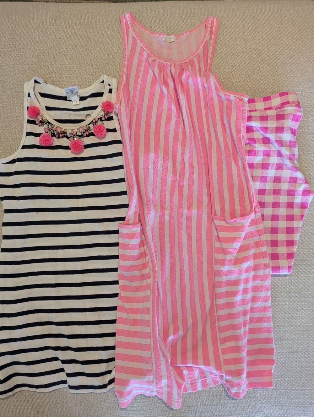 3 Piece Crewcuts Girls Size 6 Clothes Bundle Pink White Stripes Gingham
